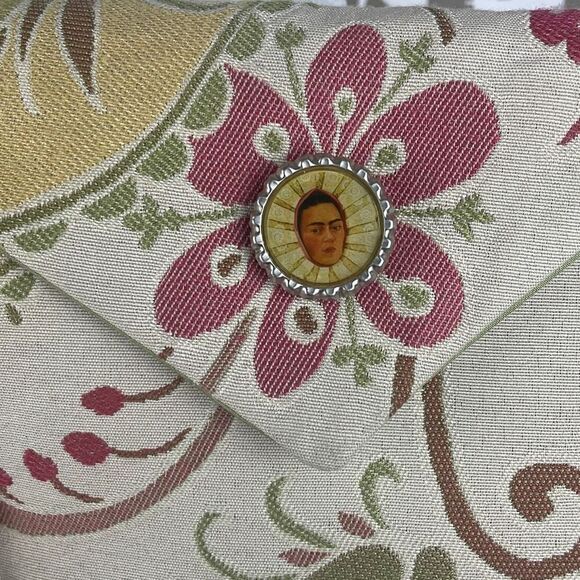 Custom Made Frida Kahlo Floral Tapestry Envelope Clutch - Picture 8 of 10